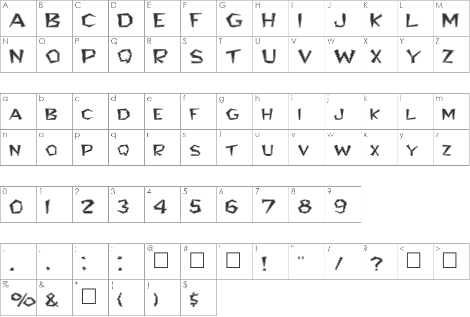 FZ JAZZY 8 CONTOUR EX font character map preview