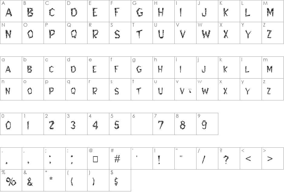 FZ JAZZY 8 CRACKED font character map preview