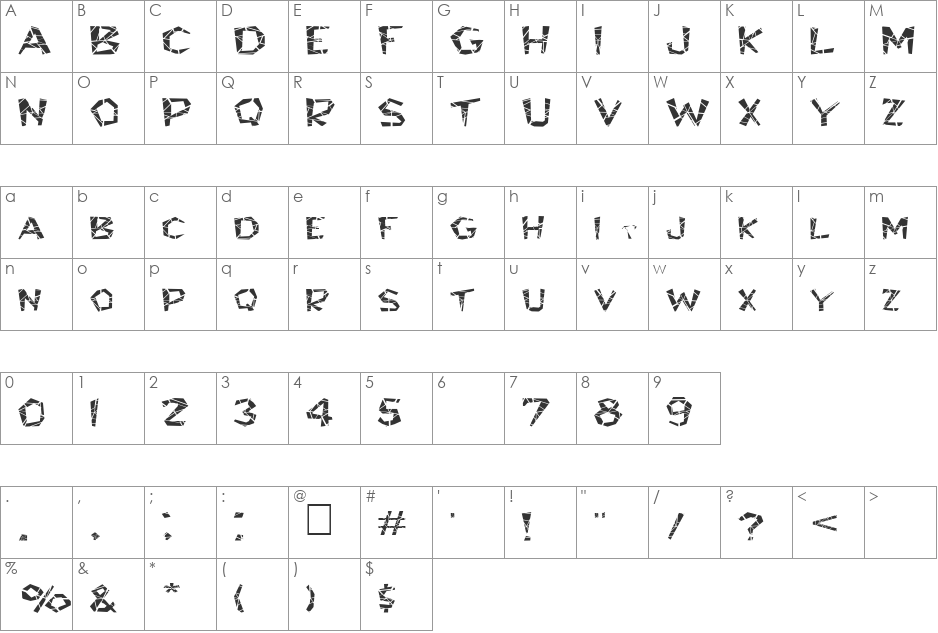 FZ JAZZY 8 CRACKED EX font character map preview