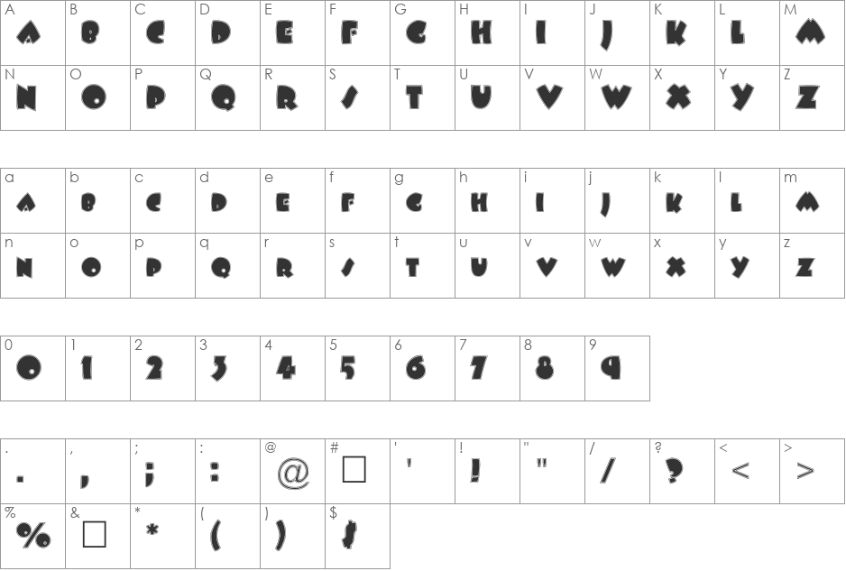FZ JAZZY 9 CONTOUR font character map preview