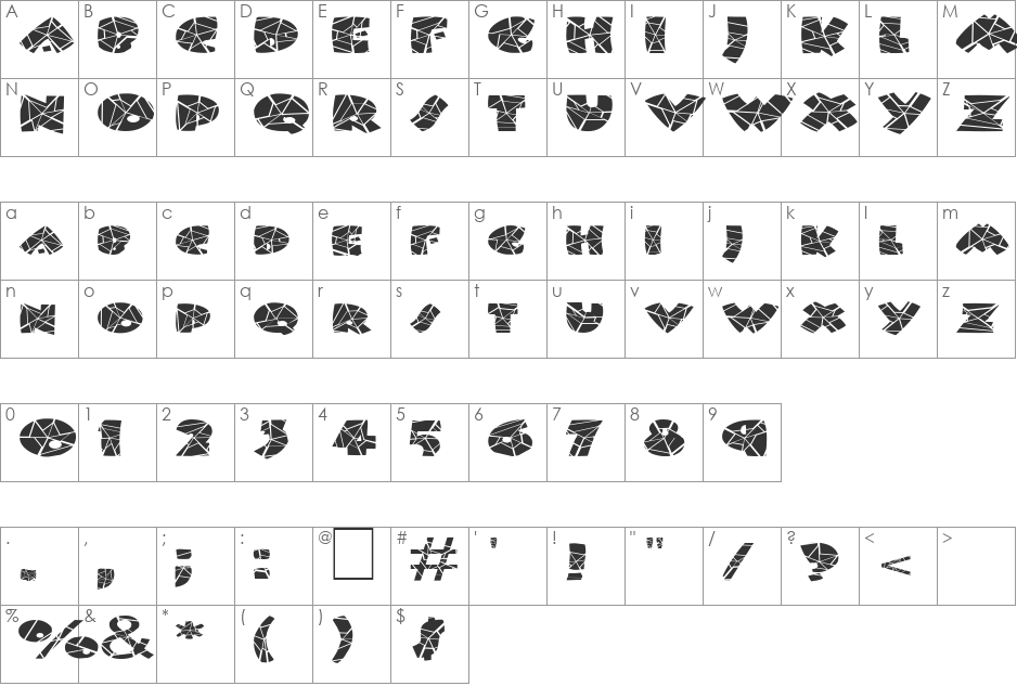 FZ JAZZY 9 CRACKED EX font character map preview