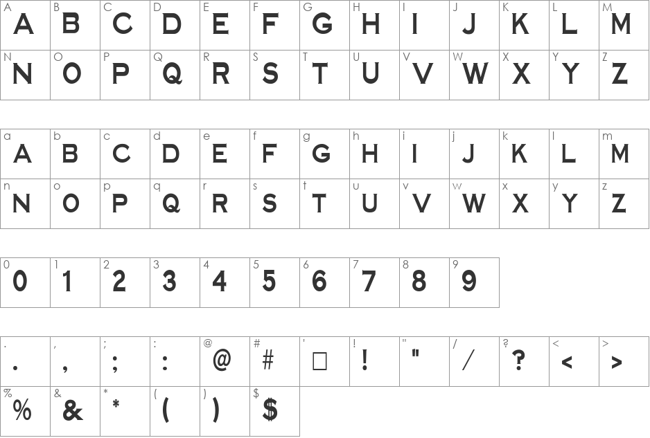 FZ ROMAN 14 COND font character map preview