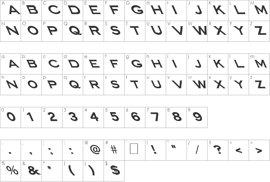 FZ ROMAN 14 LEFTY font character map preview