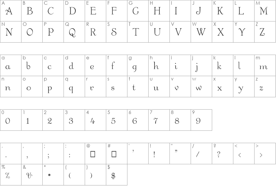 FZ ROMAN 16 font character map preview