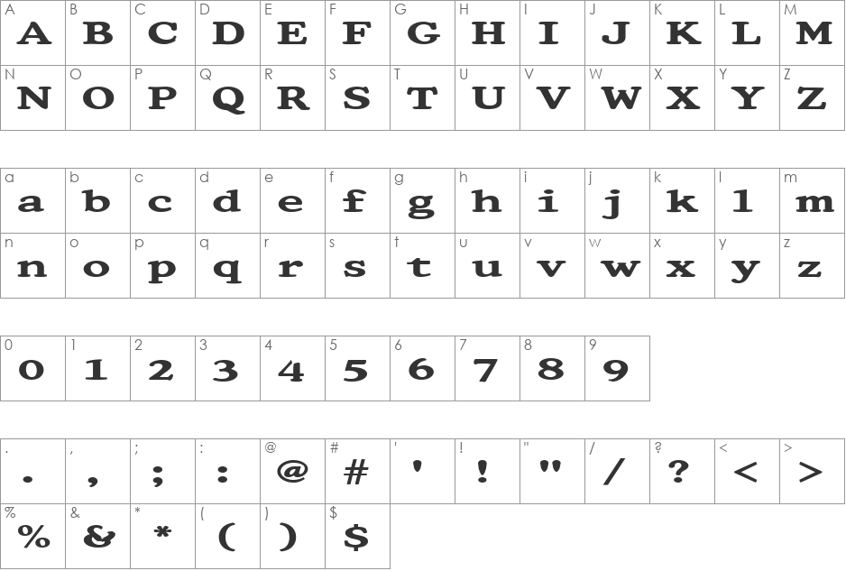FZ ROMAN 32 EX font character map preview