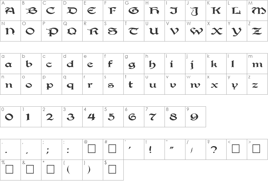 FZ SCRIPT 25 EX font character map preview