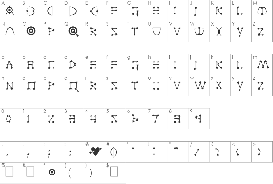 FZ UNIQUE 1 font character map preview