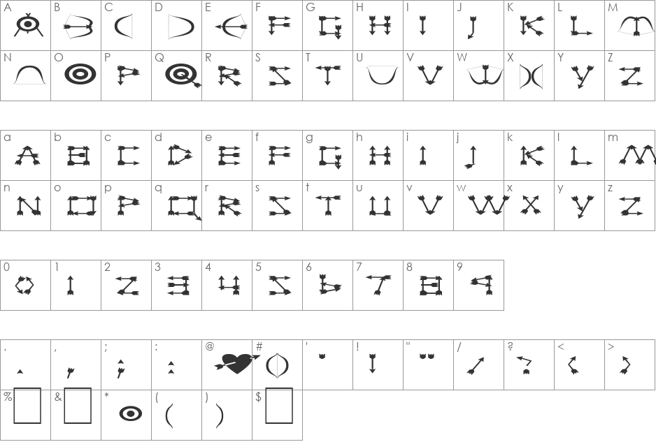 FZ UNIQUE 1 EX font character map preview