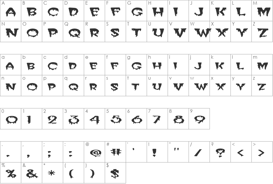 FZ UNIQUE 10 EX font character map preview