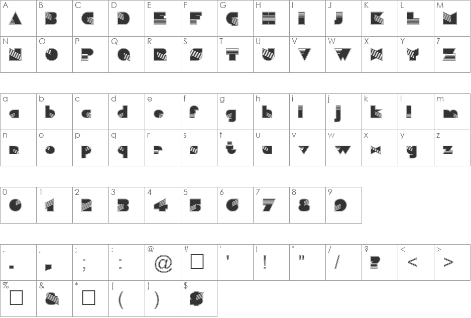 FZ UNIQUE 11 CONTOUR font character map preview