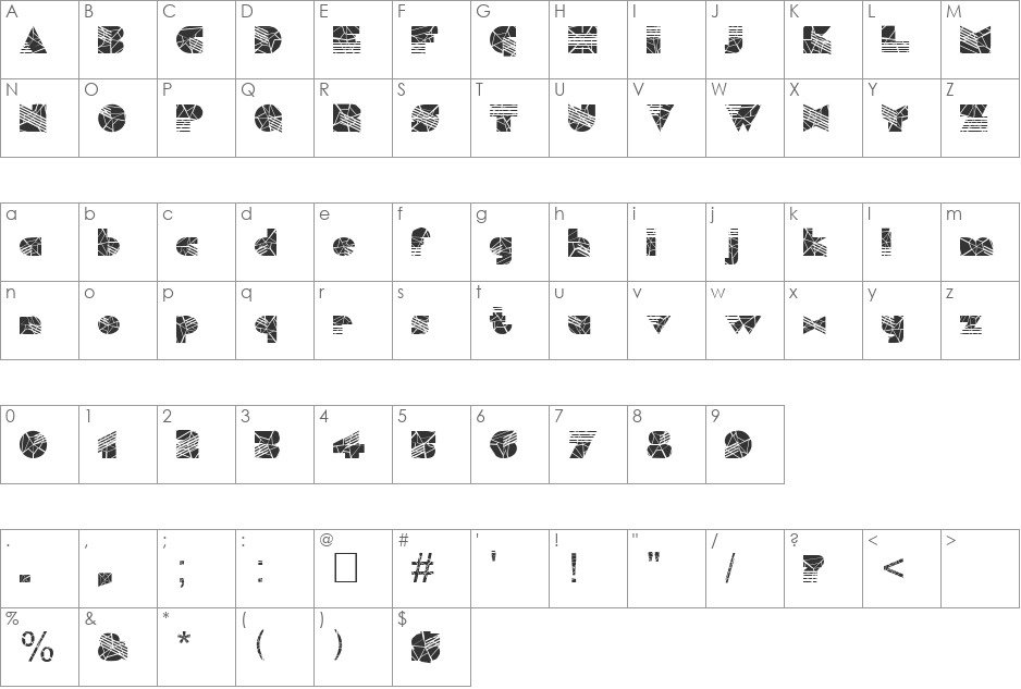 FZ UNIQUE 11 CRACKED font character map preview