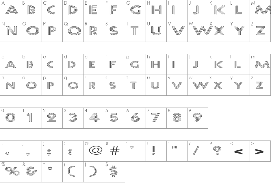 FZ UNIQUE 12 EX font character map preview