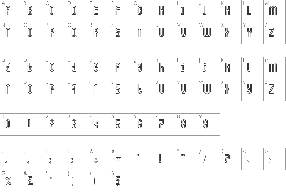 FZ UNIQUE 13 font character map preview