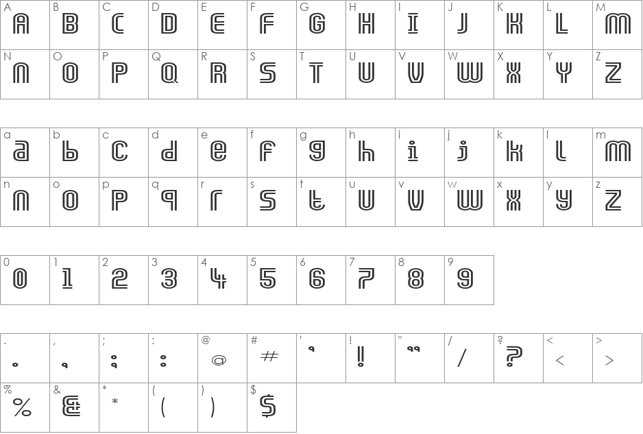 FZ UNIQUE 13 EX font character map preview