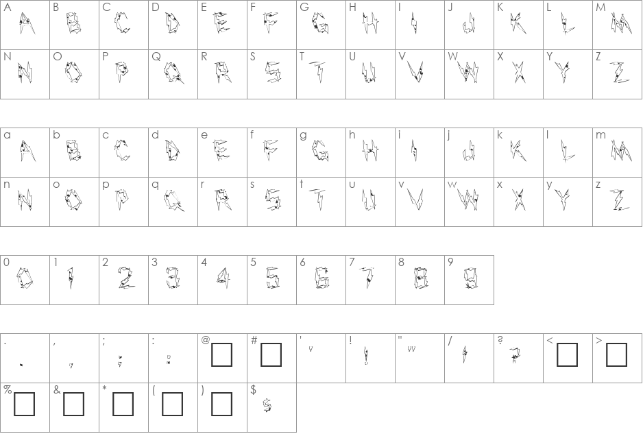 FZ UNIQUE 19 SPOTTED LEFTY font character map preview