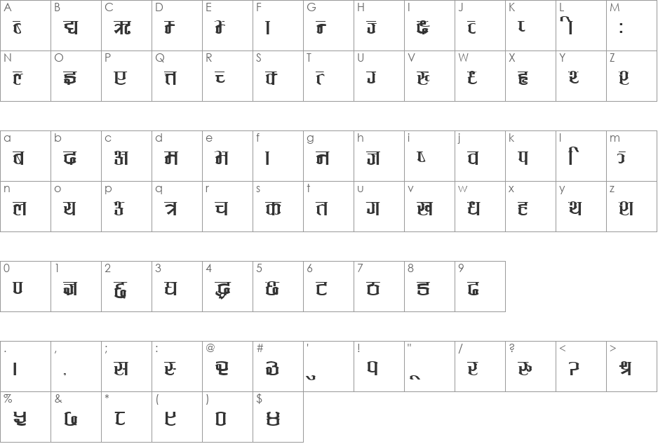 Annapurna font character map preview