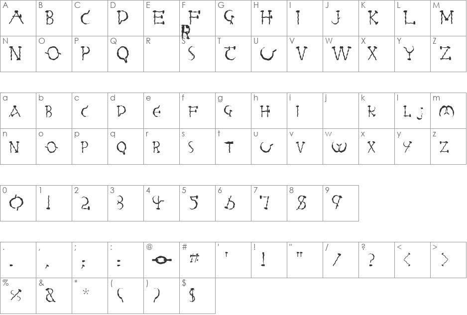 FZ UNIQUE 28 WAVEY font character map preview