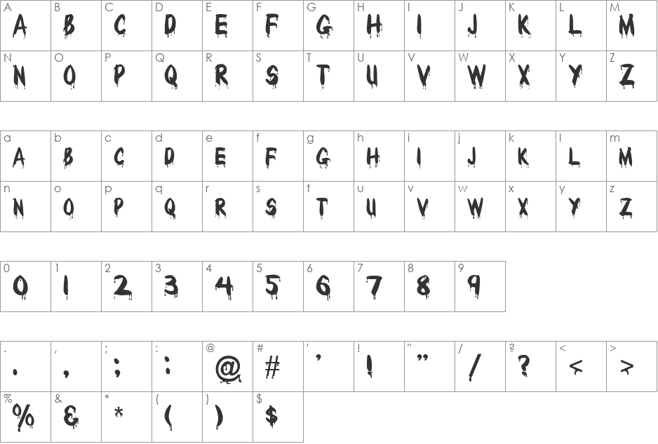 FZ UNIQUE 29 font character map preview