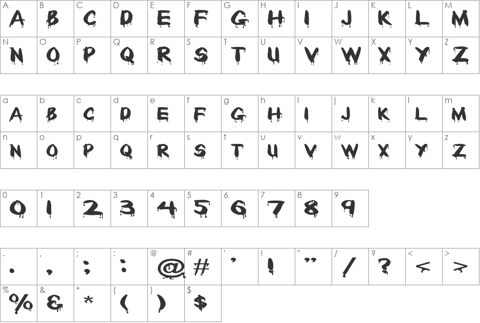 FZ UNIQUE 29 EX font character map preview