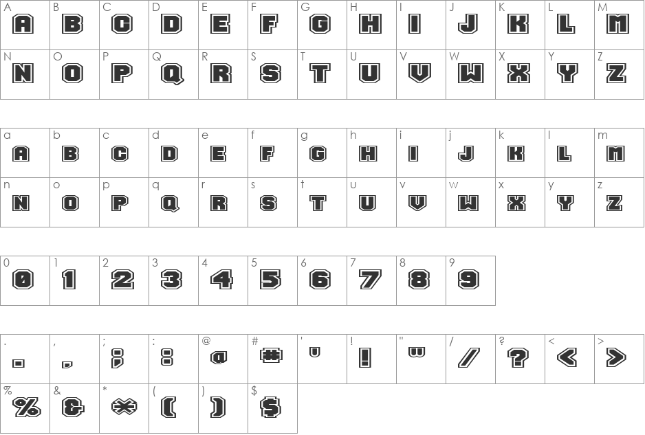 FZ UNIQUE 49 EX font character map preview