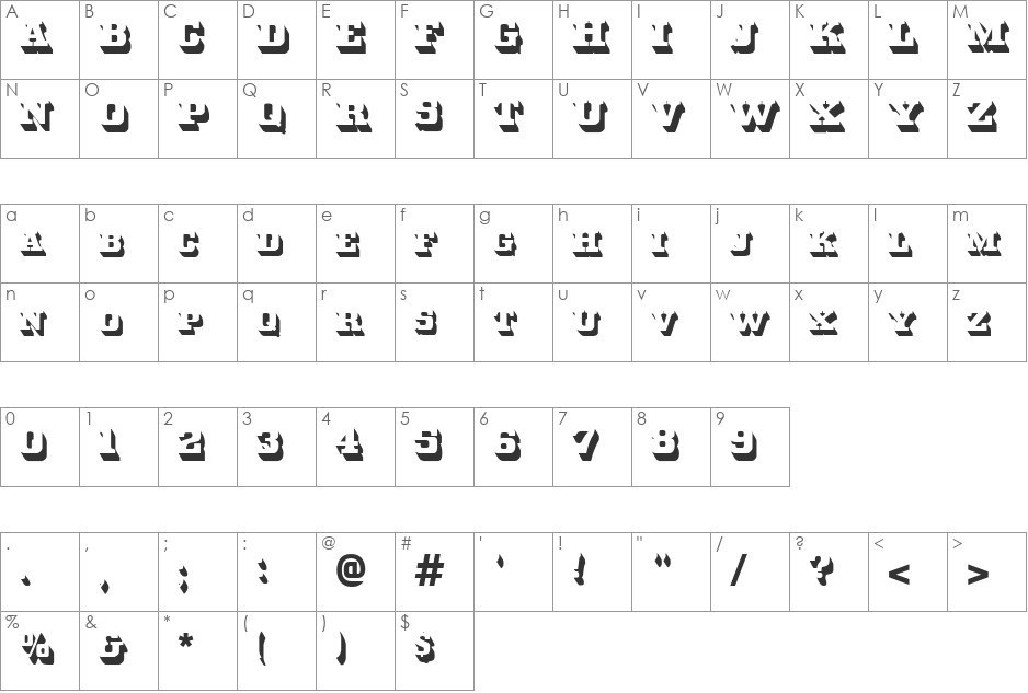 FZ UNIQUE 51 font character map preview