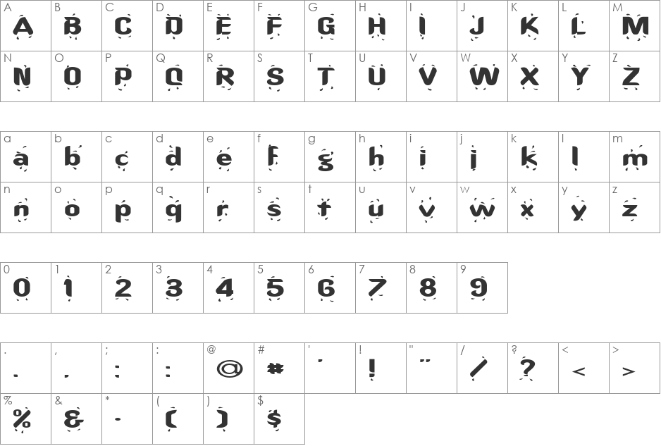 FZ UNIQUE 9 EX font character map preview