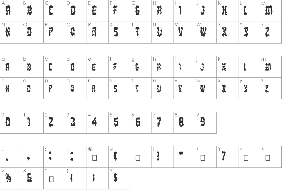 FZ WACKY 21 font character map preview