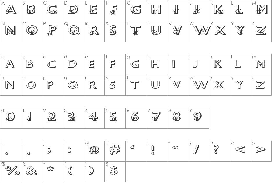 AnniesGrass font character map preview
