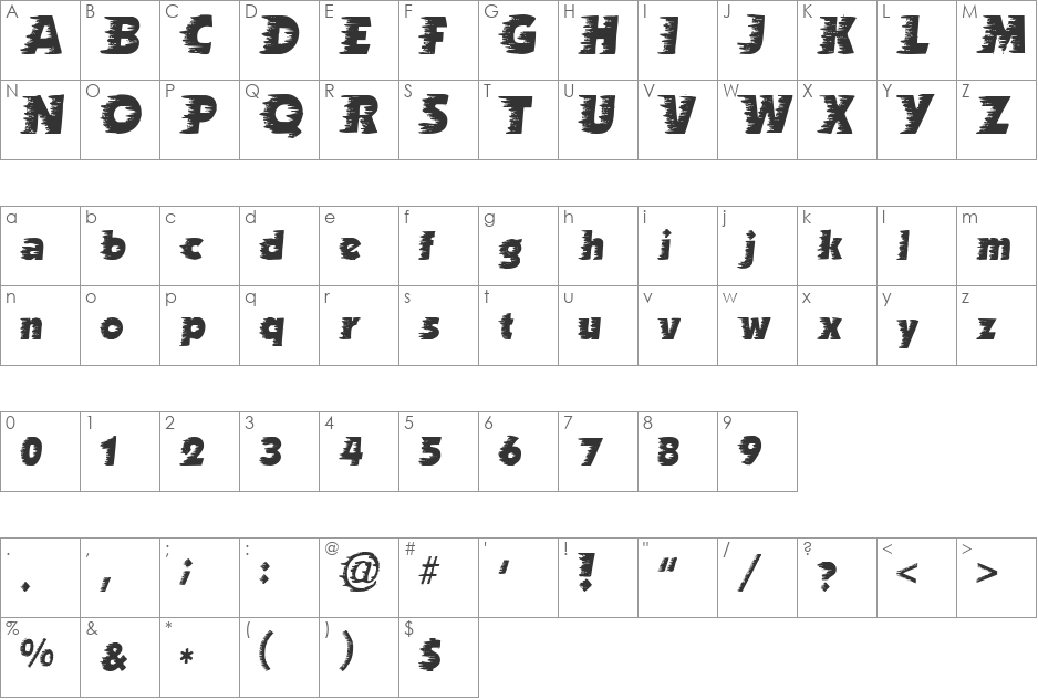 AnniesWindy font character map preview