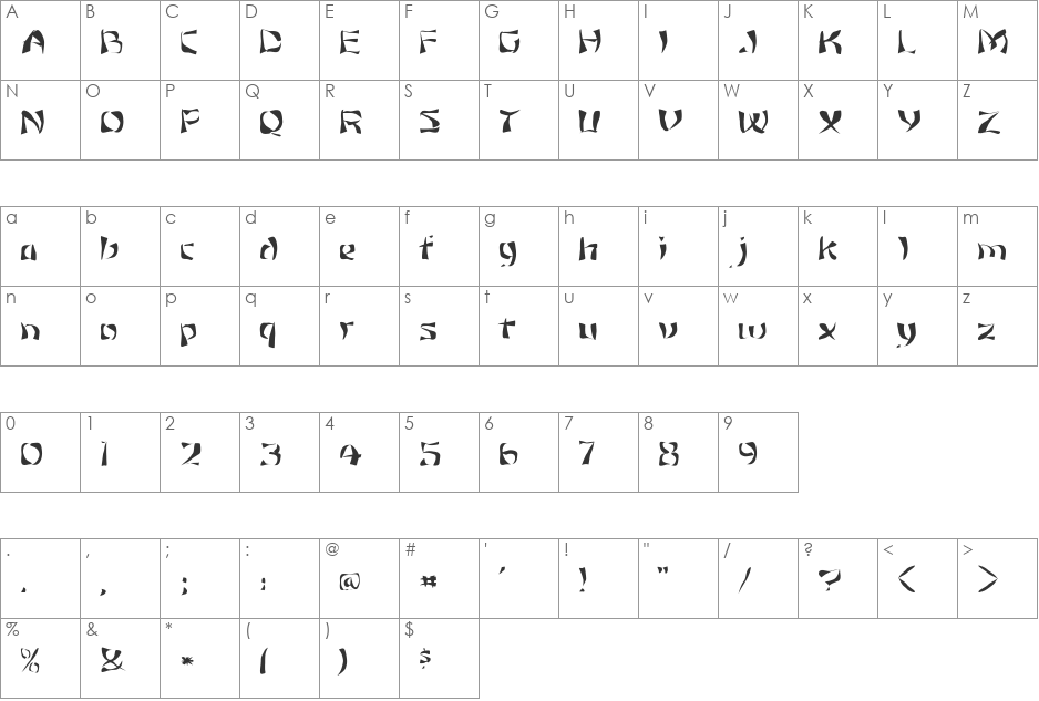 FZ WARPED 12 font character map preview