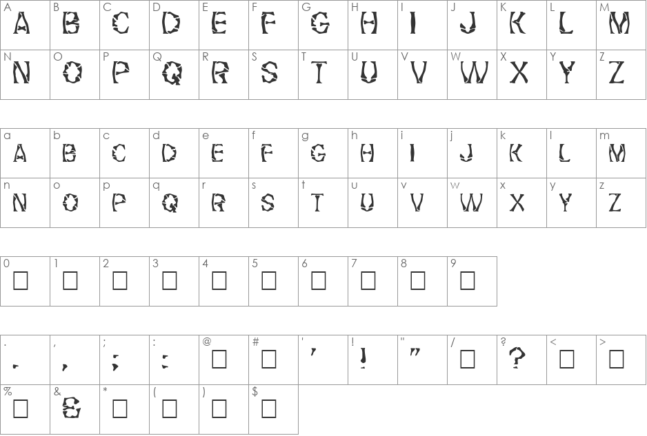 FZ WARPED 21 font character map preview
