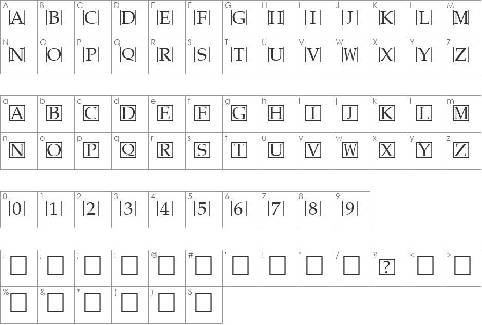 Annodomini font character map preview