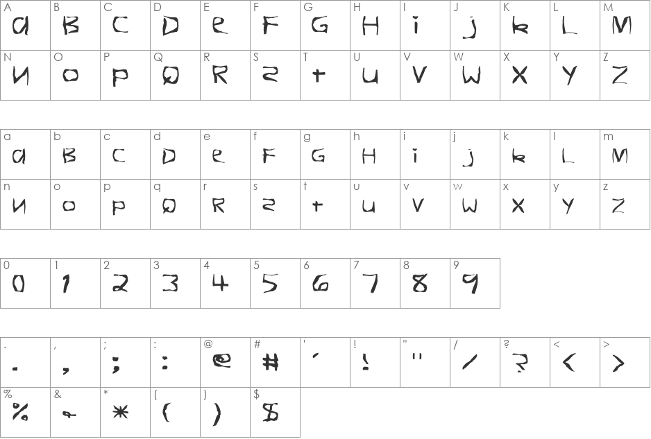 FZ WARPED 26 font character map preview