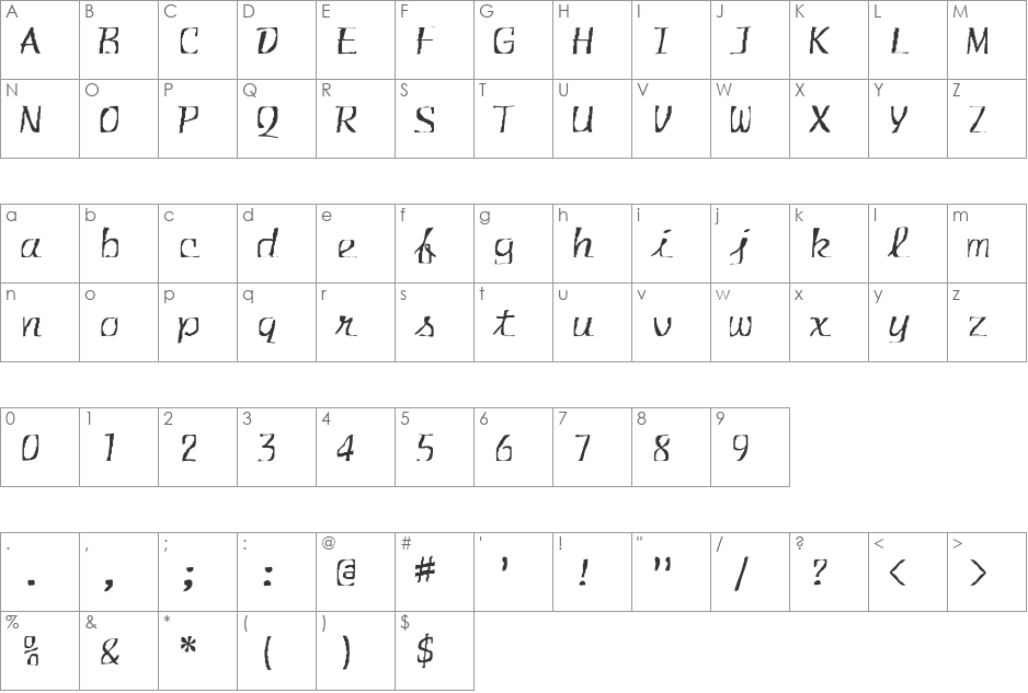 FZ WARPED 30 font character map preview