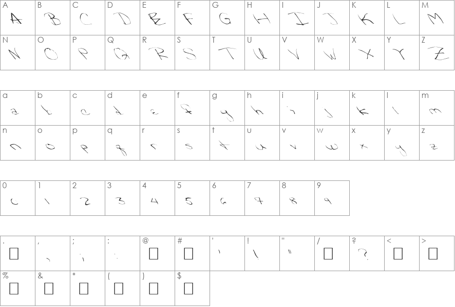 FZ WARPED 32 LEFTY font character map preview
