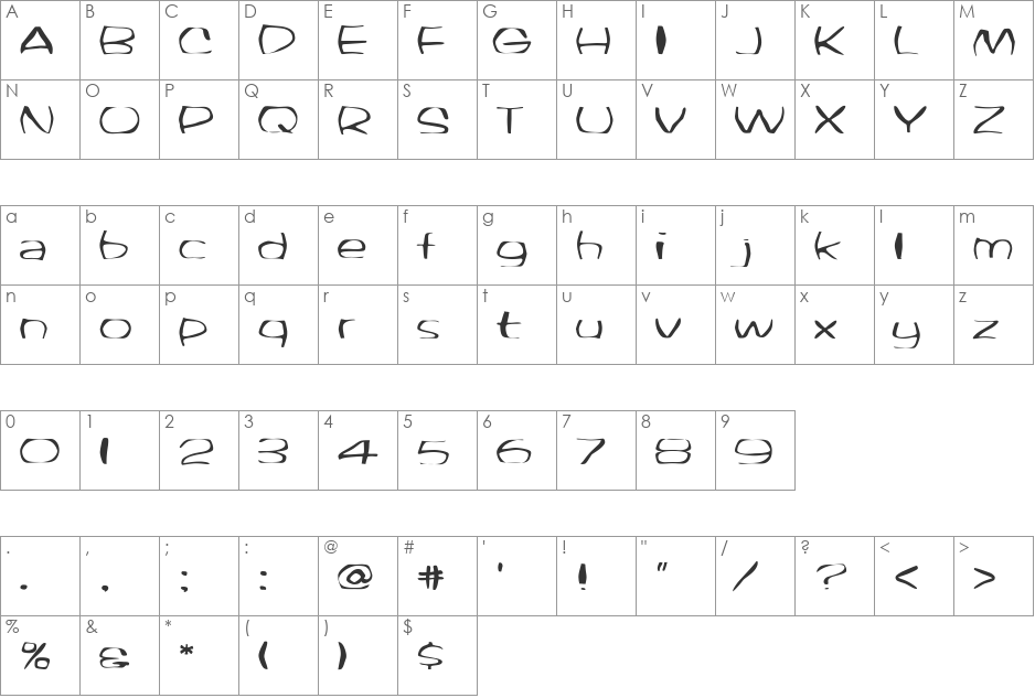 FZ WARPED 33 font character map preview