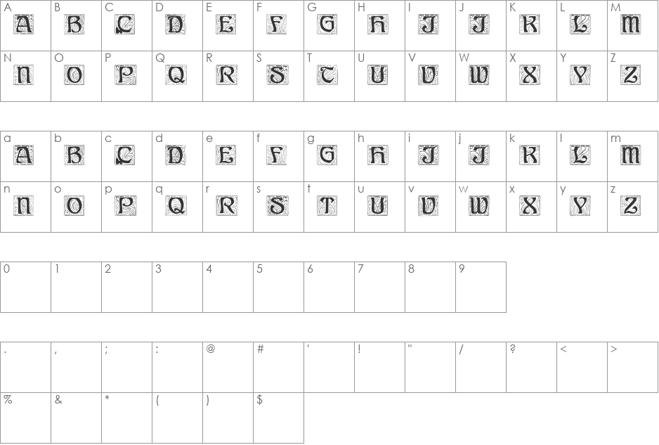 AnnStone font character map preview