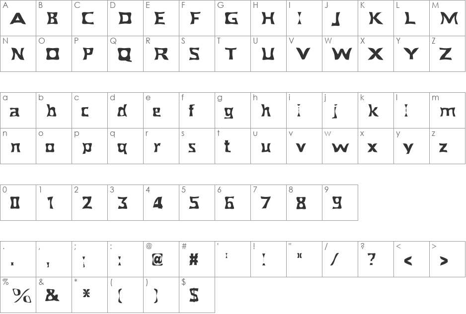 FZ WARPED 40 font character map preview