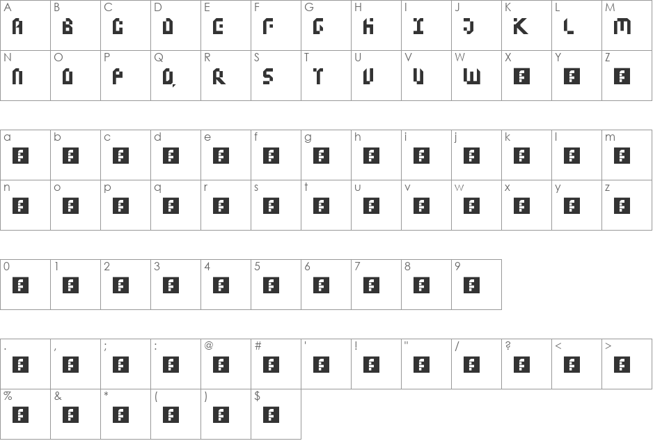 G font character map preview