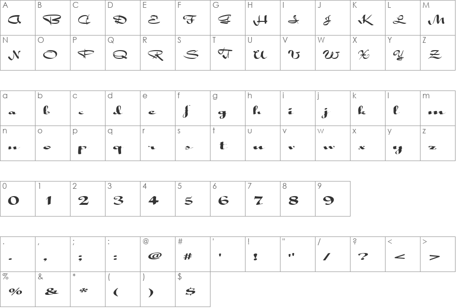 ABSALOM font character map preview