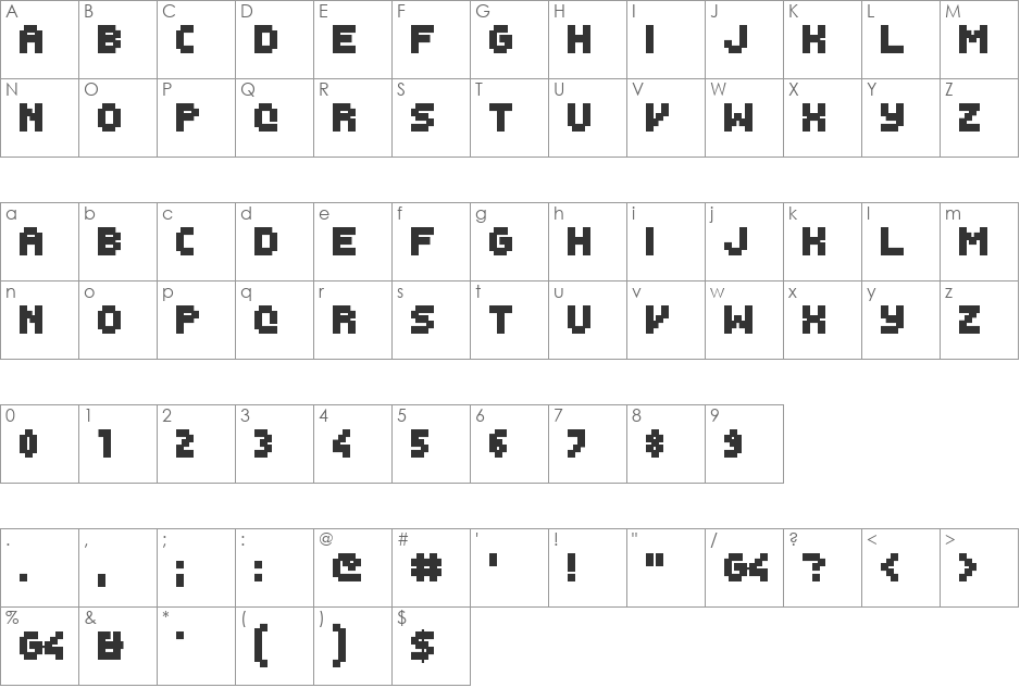 G4 2004 font character map preview