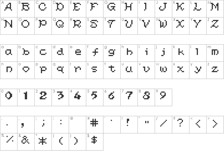 G7 Makaimura TTF font character map preview