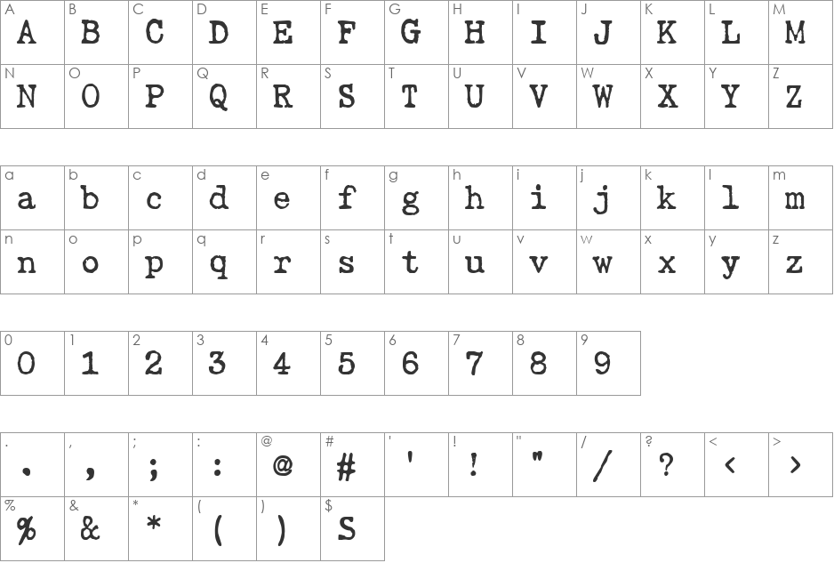 Gabriele Bad AH font character map preview