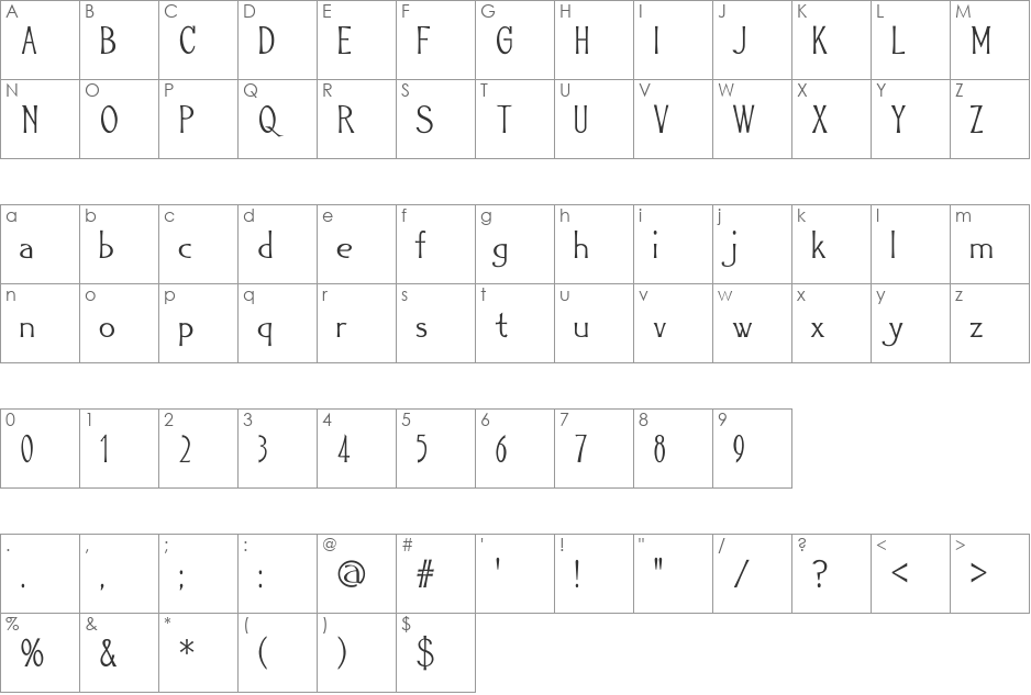 GADAQUALI font character map preview