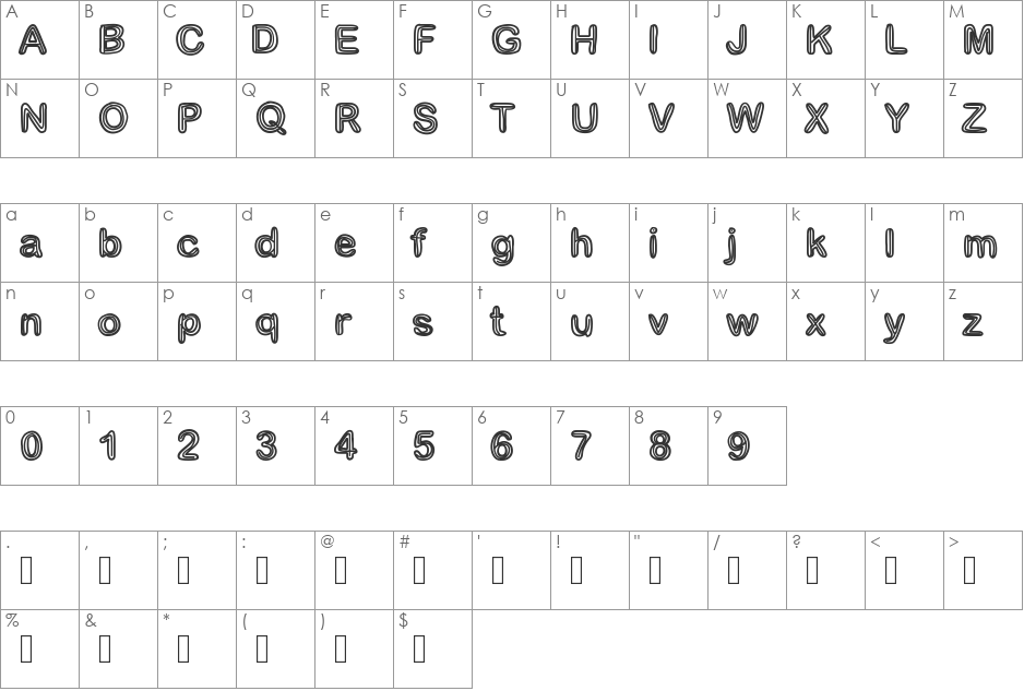 GaelleNumber3 font character map preview