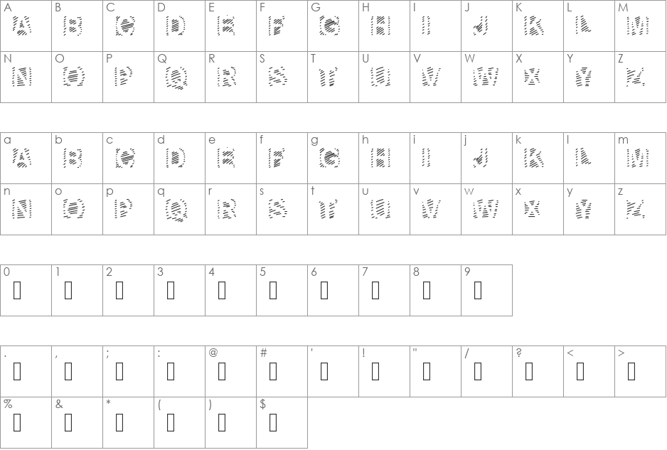 GaelleNumber6 font character map preview