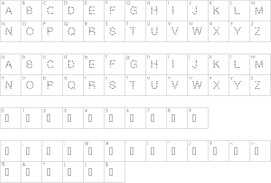 GAELLEnumber9 font character map preview