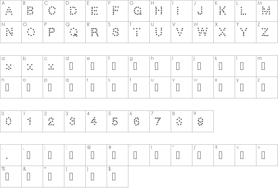 gaellestar font character map preview