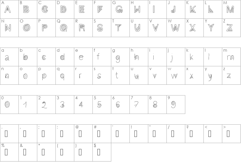Gaelling2 font character map preview