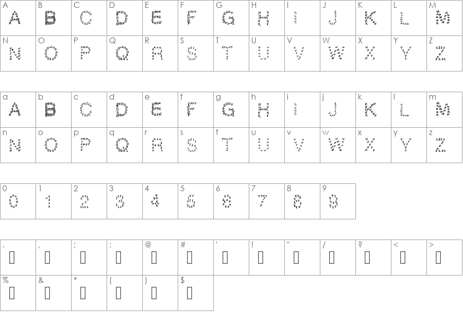 Gaellingpates font character map preview